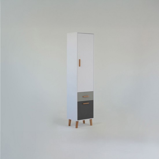 Ραφιέρα Timmy 2D1S Λευκό-Γραφίτη-Γκρι 46.8x36x199cm