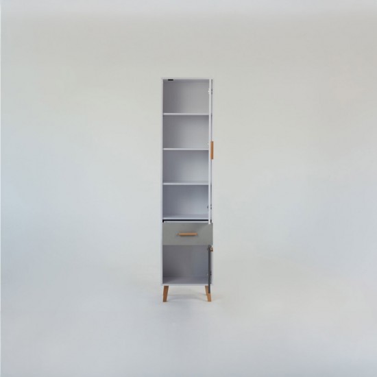 Ραφιέρα Timmy 2D1S Λευκό-Γραφίτη-Γκρι 46.8x36x199cm