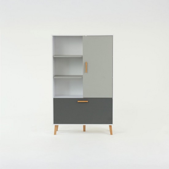 Ραφιέρα Timmy Λευκό-Γραφίτη-Γκρι 90x36x147cm