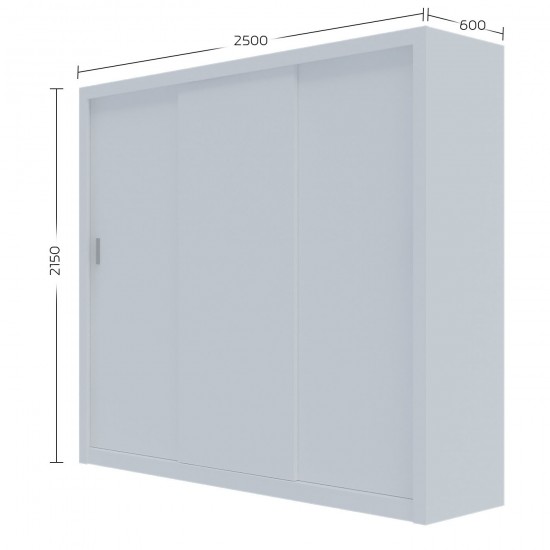 Ντουλάπα Grandio Λευκή 250x60x215cm