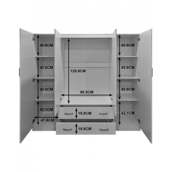 Ντουλάπα τετράφυλλη "Real" σε sonoma χρώμα 200x51x180