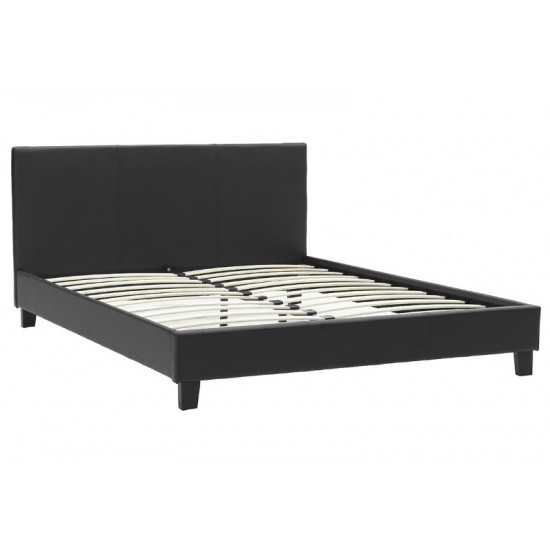Κρεβάτι Nevil pakoworld 150x200 PU χρώμα μαύρο ματ