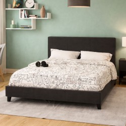 Κρεβάτι Nevil pakoworld 150x200 PU χρώμα μαύρο ματ