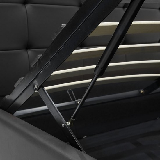 Κρεβάτι Roi pakoworld 160x200 PU μαύρο ματ + αποθηκευτικό χώρο