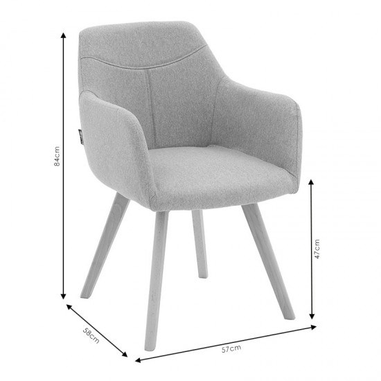 Πολυθρόνα Nasima pakoworld ύφασμα γκρι-φυσικό 57x58x84εκ