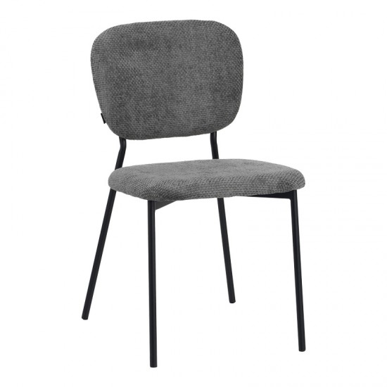 Καρέκλα Cathair pakoworld μπουκλέ ύφασμα σε γκρι απόχρωση με μαύρα μεταλλικά πόδια 48x53x82εκ