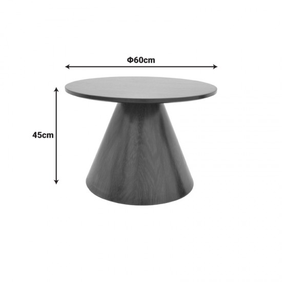 Τραπέζι σαλονιού Donda pakoworld mdf-μέταλλο σε sonoma απόχρωση Φ60x46εκ