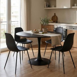 Tραπέζι Balou pakoworld mdf σε μαύρη απόχρωση Φ120x73εκ