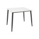 Τραπέζι Gustas pakoworld λευκό μαρμάρου sintered stone-μαύρο μέταλλο 80x80x76εκ