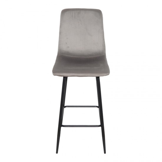 Σκαμπό μπαρ Grato pakoworld ύφασμα γκρι-πόδι μαύρο μεταλλικό 43.5x55x114εκ