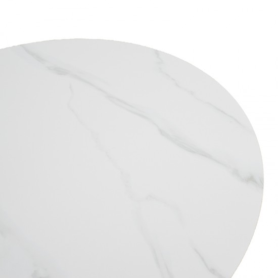 Τραπέζι Franzel pakoworld sintered stone σε όψη μαρμάρου-mdf σε φυσική απόχρωση Φ120x75εκ