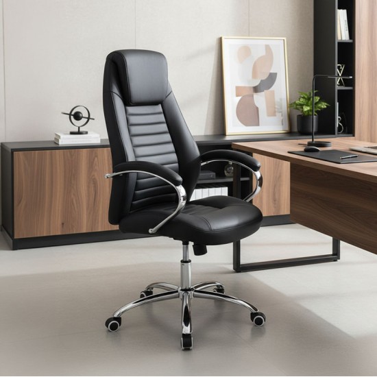 Καρέκλα γραφείου διευθυντή Sonar pakoworld pu μαύρο