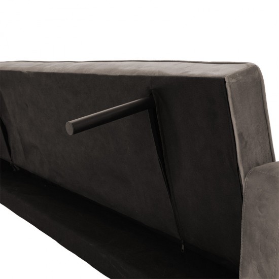 Καναπές-κρεβάτι Success pakoworld 3θέσιος βελούδο γκρι-μπεζ 190x80x84εκ