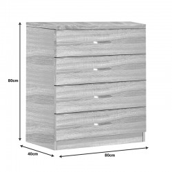 Συρταριέρα Killian pakoworld με 4 συρτάρια sonoma 80x40x80εκ