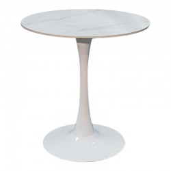 Τραπέζι Balou I pakoworld sintered stone σε λευκό μαρμάρου Φ70x74εκ