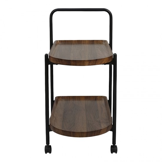 Βοηθητικό τραπέζι Whelea pakoworld τροχήλατο mdf-μέταλλο καρυδί-μαύρο 40x60x69εκ