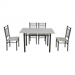 Τραπεζαρία Roza pakoworld σετ 5τμχ mdf sonoma με μεταλλικό μαύρο πόδι 120x65x75εκ