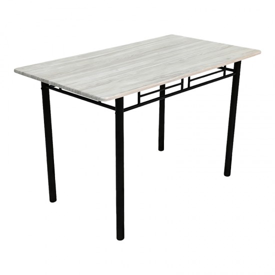 Τραπεζαρία Roza pakoworld σετ 5τμχ mdf sonoma με μεταλλικό μαύρο πόδι 110x60x75εκ