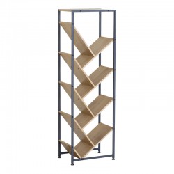 Βιβλιοθήκη Orunta pakoworld oak- μαύρο μέταλλο 40x26.5x125εκ