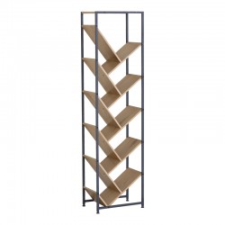 Βιβλιοθήκη Orunta pakoworld oak- μαύρο μέταλλο 40x26.5x150εκ