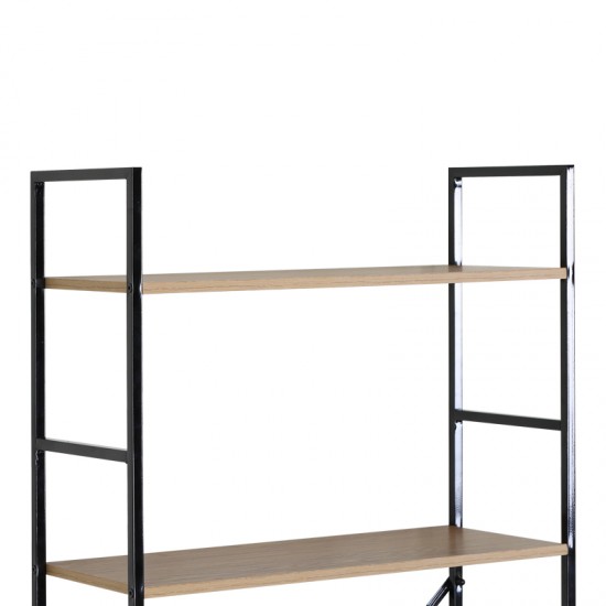 Βιβλιοθήκη Manlo pakoworld oak με μαύρο μέταλλο 58.6x23.5x144εκ