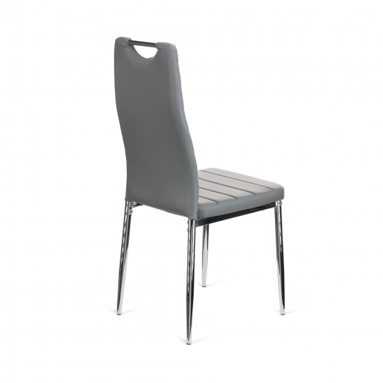 Καρέκλα Tonia PU γκρι-πόδι χρωμίου 52x43x96
