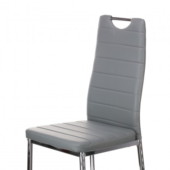 Καρέκλα Tonia PU γκρι-πόδι χρωμίου 52x43x96