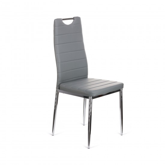 Καρέκλα Tonia PU γκρι-πόδι χρωμίου 52x43x96