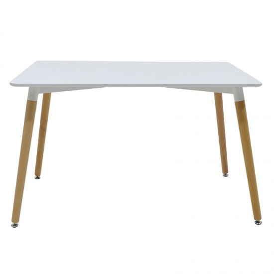 Τραπέζι Snow MDF λευκό-πόδια φυσικό 120x70x76εκ