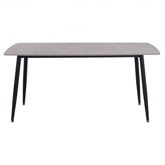 Τραπέζι Rav γκρι μαρμάρου sintered stone-μαύρο μέταλλο 160x90x75