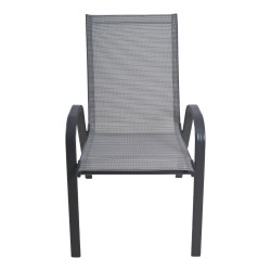 Πολυθρόνα κήπου "Roby" μέταλλο γκρι-textilene γκρι 55x75x95