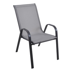 Πολυθρόνα κήπου "Roby" μέταλλο γκρι-textilene γκρι 55x75x95