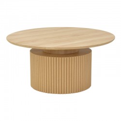 Τραπέζι σαλονιού Opols pakoworld mdf σε φυσική απόχρωση Φ90x42εκ