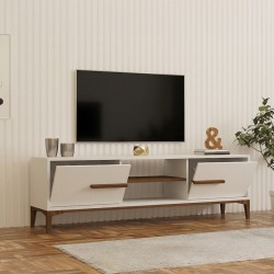 Έπιπλο τηλεόρασης Eslem pakoworld λευκό με καρυδί 160x34,6x48,1εκ