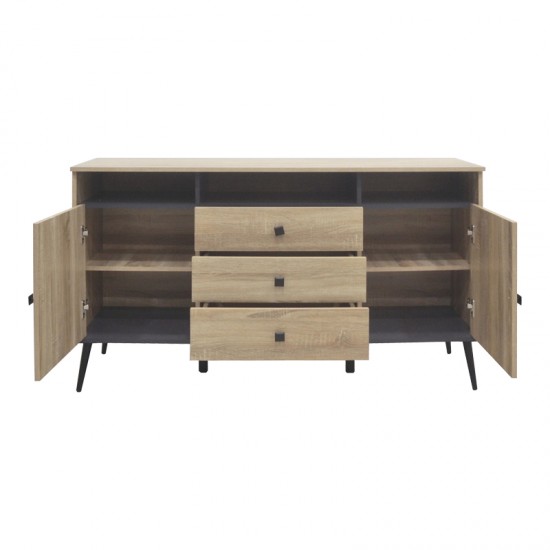 Μπουφές Zezan pakoworld σε sonoma-ανθρακί απόχρωση 140.5x41.5x80εκ