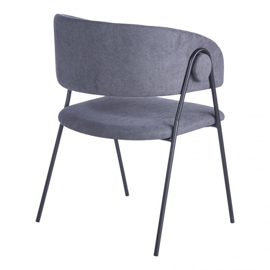 Πολυθρόνα Rachele I pakoworld ανθρακί ύφασμα-πόδι μαύρο μέταλλο 52x65x79εκ