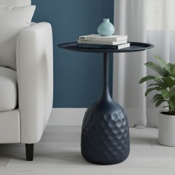 Βοηθητικό τραπέζι Waini pakoworld μέταλλο σε μαύρη απόχρωση Φ39x60εκ