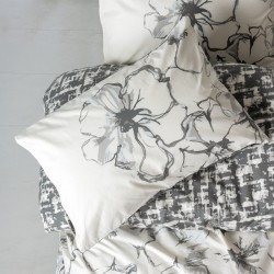 Σετ παπλωματοθήκη Hilaris Cotton Box 4 τμχ Διπλή (200x220) χρώμα ανθρακί