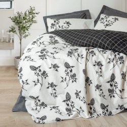Σετ παπλωματοθήκη Ohia Cotton Box 4 τμχ Διπλή (200x220) χρώμα ανθρακί