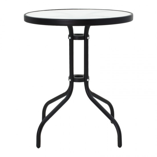 Τραπεζαρία Watson-Sussie pakoworld σετ 3τεμ μέταλλο μαύρο-γυαλί Φ60x70εκ