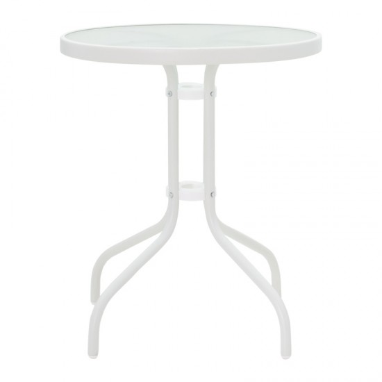 Τραπεζαρία Watson-Sussie pakoworld σετ 3τεμ μέταλλο λευκό-γυαλί Φ60x70εκ