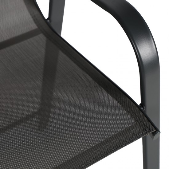 Σκαμπό μπαρ μεσαίου ύψους Calan pakoworld μέταλλο-textilene σε ανθρακί απόχρωση 55x70x114εκ