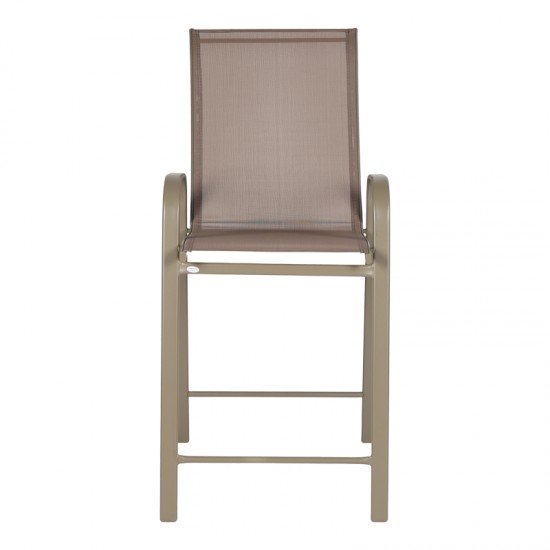 Σκαμπό μπαρ μεσαίου ύψους Calan pakoworld σαμπανιζέ μέταλλο-textilene σε ανοιχτή καφέ απόχρωση 55x70x114εκ