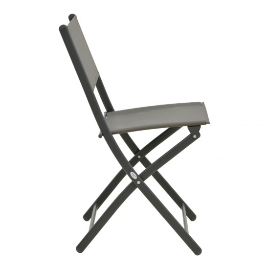 Καρέκλα Jeve pakoworld πτυσσόμενη μέταλλο ανθρακί με σαμπανιζέ textilene 46x51x81εκ