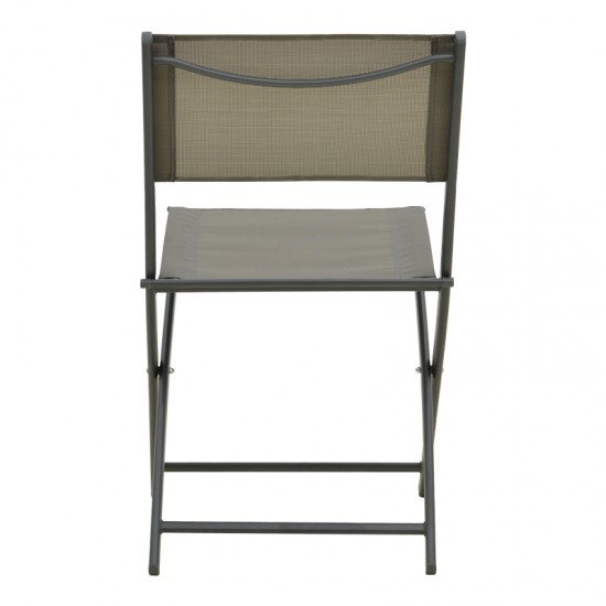 Καρέκλα Jeve pakoworld πτυσσόμενη μέταλλο ανθρακί με σαμπανιζέ textilene 46x51x81εκ