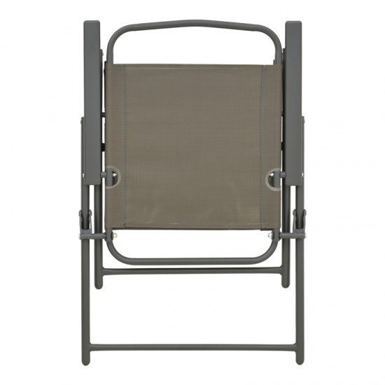 Καρέκλα πτυσσόμενη Vela pakoworld ανθρακί μέταλλο με σαμπανιζέ textilene 53x58x90εκ