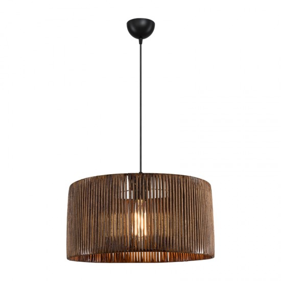 Φωτιστικό οροφής μονόφωτο Lambu pakoworld Ε27 σε καφέ απόχρωση Φ40x20εκ