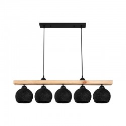 Φωτιστικό οροφής πεντάφωτο Salote pakoworld Ε27 σε καφέ-μαύρη απόχρωση 100x18x24εκ