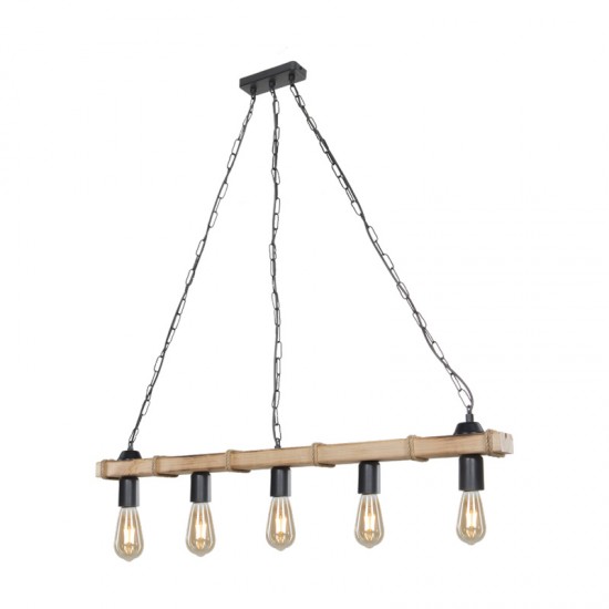 Φωτιστικό οροφής πεντάφωτο Lagoon pakoworld Ε27 σε καφέ απόχρωση 100x8.5x10.5εκ