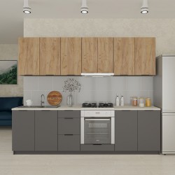 Κουζίνα Corfu Craft 8 Τεμαχίων Γραφίτης-Χρυσό Δρυς